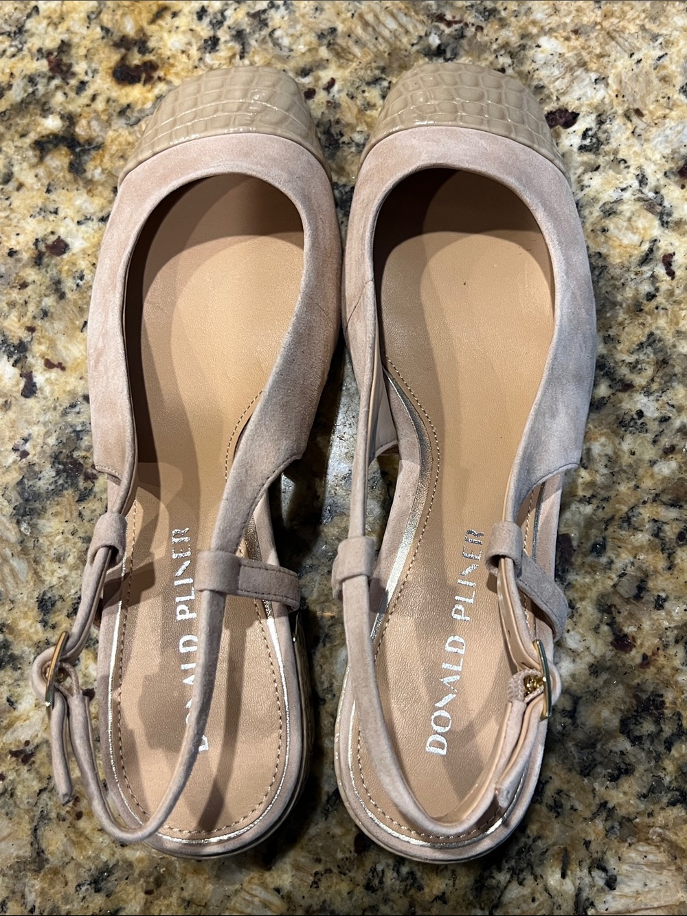 Donald J. Pliner Suede Slingback Flats with Croc-Toe Cap - Picture 9 of 10